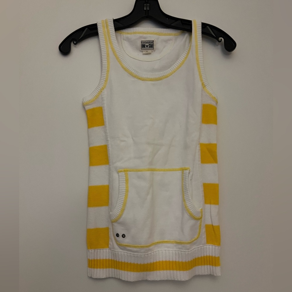 New Juniors Extra Small Yellow and White Striped Converse Top